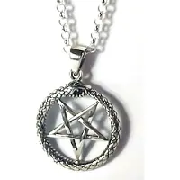 EtNox Slang Pentagram zilveren hanger (K1013) - Zilveren Ketting 45 cm