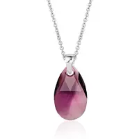 Montebello Ketting Jan DZ473H - Swarovski Druppel - 925 Zilver Gerhod. - 16mm - 40cm