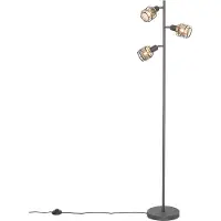 QAZQA Design vloerlamp zwart met goud 3-lichts - Noud
