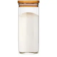 Klarstein Vierkante pot met bamboe deksel luchtdicht met siliconen ring 6 x 15 cm 300 ml