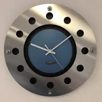 A&M WANDKLOK MECANICA FULL BLACK WITH LIGHT BLUE COLOR SMALL INNER CIRCLE WHITE POINTER MODERN DUTCH DESIGN HANDGEMAAKT 40 cm