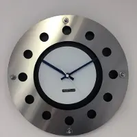 A&M WANDKLOK MECANICA FULL BLACK WITH WHITE COLOR SMALL INNER CIRCLE DARKBLUE WHITE POINTER MODERN DUTCH DESIGN HANDGEMAAKT 40 cm