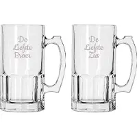 Libbey Gegraveerde Bierpul 1ltr De Liefste Broer-De Liefste Zus