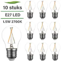 Lybardo 10 Pack E27 LED Lamp Filament Velino 1.5W 2700K Warm Wit