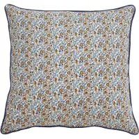 Nordal COSMO kussenhoes blauwe bloemen en oranje / bruine achterkant | 50 x 50 cm