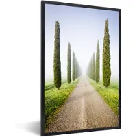 PosterMonkey Fotolijst incl. Poster - Boom - Mist - Toscane - Cipres - 60x80 cm - Posterlijst
