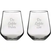 Pasabahce Gegraveerde Drinkglas 42,5cl De Liefste Broer-De Liefste Zus