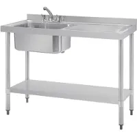 Vogue Enkele Spoeltafel RVS Afdruiprek Rechts 1200mm - DY823 - Horeca & Professioneel