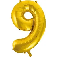 Wefiesta Folie ballon cijfer 9 goud | 86 cm
