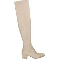 Manfield Beige suèdine overknee laarzen | Maat 37