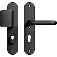 Axa Oval Plus veiligheidsbeslag voordeur D-knop/U kruk PC72 met kerntrekbeveiliging SKG3 - aluminium/zwart