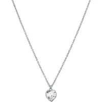 Traveller Ketting met Hanger - Collier Dames - Zilverkleurig - Hartje - Swarovski Kristal - 11x10 mm - Geplatineerd - Lengte Verstelbaar 38 / 41 / 44 cm. - 157258