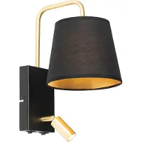 QAZQA Moderne wandlamp zwart en goud met leeslamp - Renier