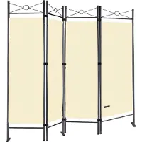 Casaria Kamerscherm Crème Staal 180x163cm Inklapbaar