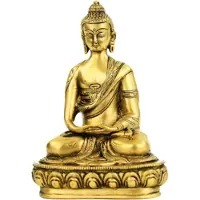 Yogi & Yogini Boeddhabeeld - Boeddha Amithaba - Goudkleurig Zwaar Boeddha Beeld - 20 cm
