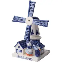 Heinen Delfts Blauw - Decoratiebeeld Molen - Kissing couple - Delfts blauw - 17 cm