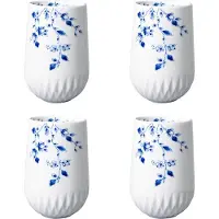 Heinen Delfts Blauw Cappuccinomok Blauw Vouw - Porselein - 350 ml - 4 stuks