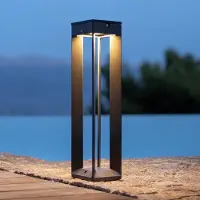 LES JARDINS LED lamp op zonne-energie Borne met sensor, 45 cm Borne, dimbaar, alu / grijs / zink, Aluminium, Solar buitenverlichting