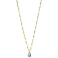New Bling 9NB-0744 Zilveren Ketting met Hangertje - Dames - Turkoois - 4 mm Doorsnee - Ankerschakel - 40 + 5 cm - Zilver - Gold Plated (Verguld/Goud op Zilver)