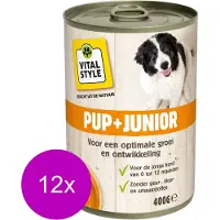 Vitastyle Blik Vitaal Vlees Junior - Hondenvoer - 12 x 400 g