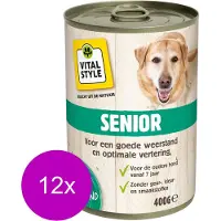 Vitastyle Blik Vitaal Vlees Senior - Hondenvoer - 12 x 400 g