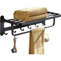 Polarbear Handdoekrek – Handdoekenrek badkamer – Badkamerrek – Doucherek – Handdoekhouder – Handdoekrek badkamer – 60cm – Zwart