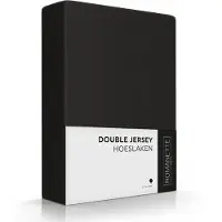 Romanette Hoeslaken Zwart (Double Jersey)-Lits-Jumeaux XL (200 x 200/210/220/230 cm)