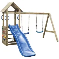Swing King Speeltoestel Maria - Schommel en Glijbaan Blauw - 295 x 160 x 210 cm