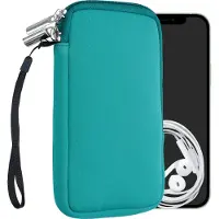 Kwmobile telefoontasje universeel geschikt voor L - 6,5" smartphones - 16,5 x 8,9 cm - Hoesje met rits en polslusje -In turquoise -