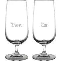 Fusion Gegraveerde bierglas op voet 41cl Broer-Zus