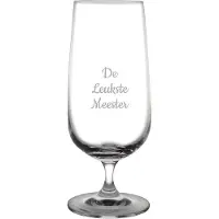 Fusion Gegraveerde bierglas op voet 41cl De Leukste Meester