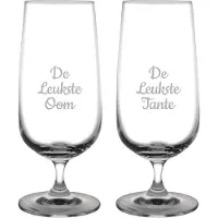 Fusion Gegraveerde bierglas op voet 41cl De Leukste Tante-De Leukste Oom