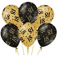 Paper Dreams 18 jaar verjaardag feest ballonnen - 18x stuks - zwart/goud - leeftijd - 30 cm - versiering - feestartikelen