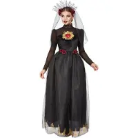 Smiffys Kostuum -L- Deluxe Day Of The Dead Sacred Heart Bride Zwart