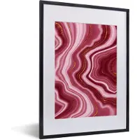 PosterMonkey Fotolijst incl. Poster - Marmer - Roze - Gouden - 30x40 cm - Posterlijst