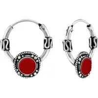 Montebello Oorbellen Caline Red - 925 Zilver Geoxideerd - ∅12mm