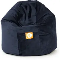 Whoober ronde zitzak "Ibiza" M velvet marine blauw - Wasbaar - Zacht en comfortabel