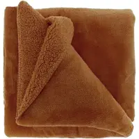 Unique living Plaid Torvah Leather Brown-150 x 200 cm