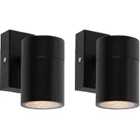 QAZQA Set van 2 buitenwandlamp zwart RVS IP44 - Solo