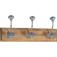 Clayre & Eef Wandkapstok 44x10x17 cm Bruin Blauw Hout