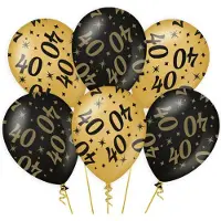 Paper Dreams 40 jaar verjaardag feest ballonnen - 18x stuks - zwart/goud - leeftijd - 30 cm - versiering - feestartikelen