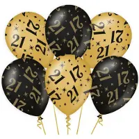 Paper Dreams 12x stuks Leeftijd verjaardag feest ballonnen 21 jaar geworden zwart/goud van 30 cm - Feestartikelen/versiering