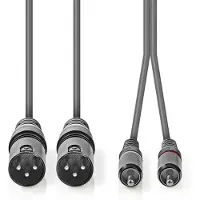 Nedis Gebalanceerde Audiokabel | 2x XLR 3-Pins Male naar 2x RCA Male | 1.5 m | 1 stuks - COTH15210GY15