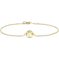 New Bling 9NBG-0354 14 Karaat Gouden Dames Armband Levensboom - Verstelbaar 16-18 cm