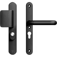 Axa Oval Plus veiligheidsbeslag voordeur smalschild D-knop/U kruk PC55 met kerntrekbeveiliging SKG3 - aluminium/zwart