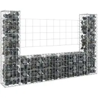 vidaXL Schanskorf U-vormig met 2 palen 140x20x100 cm ijzer