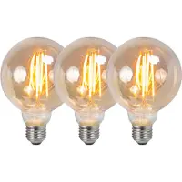 LUEDD Set van 3 E27 dimbare LED lampen G95 smoke 5W 380 lm 2200K