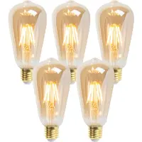 LUEDD Set van 5 E27 dimbare LED lampen ST64 goldline 5W 380 lm 2200K