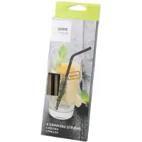 Point-Virgule cocktailrietjes met reinigingsborstel - rvs - zwart - 20.5cm - 4 stuks