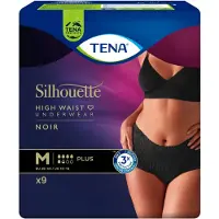 Tena Silhouette Plus High Waist Noir Medium | 9 stuks